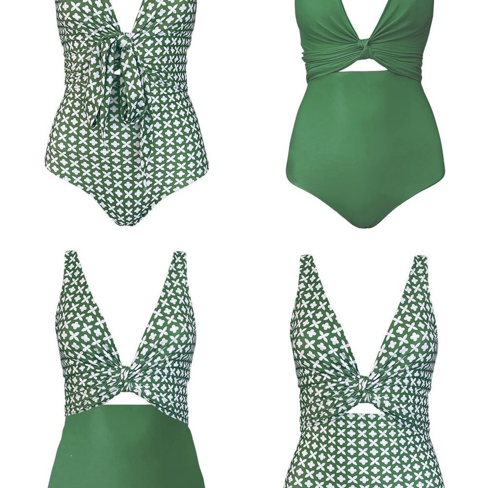 Baiia Reversible Green Patterned Swimsuit